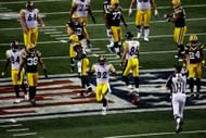 Antwaan Randle El of the Pittsburgh Steelers reacts after catching a 13-yard pass against the Green Bay Packers in the second quarter during Super Bowl XLV